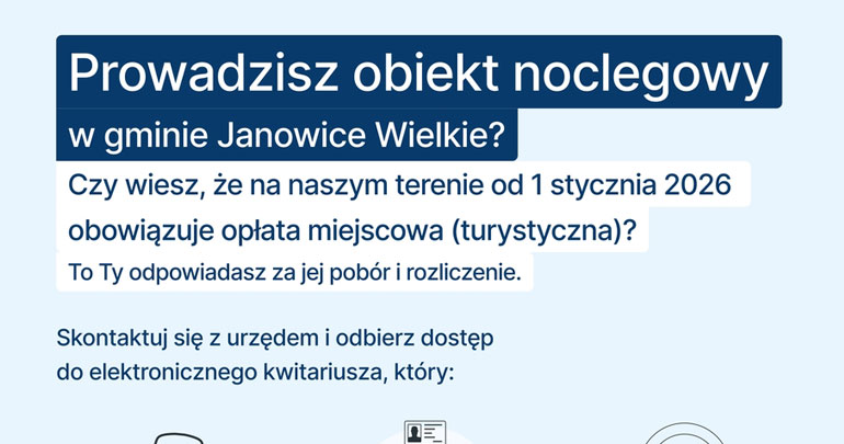 Opłata miejscowa w Gminie Janowice Wielkie – informacje dla gestorów bazy noclegowej 